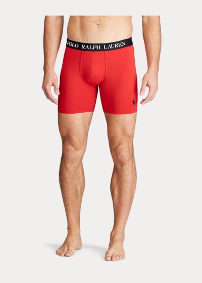 Calzoncillos Polo Ralph Lauren Hombre Rojos / Negros - Microfiber Boxer - QEWJO0259